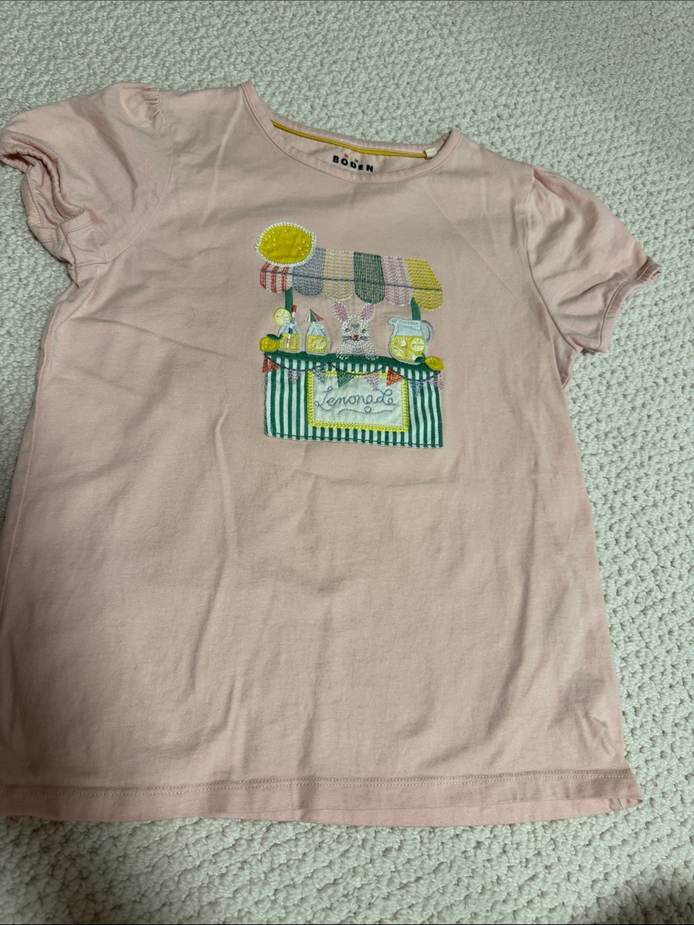Boden Pale Pink Lemonade Stand Appliqué Tee